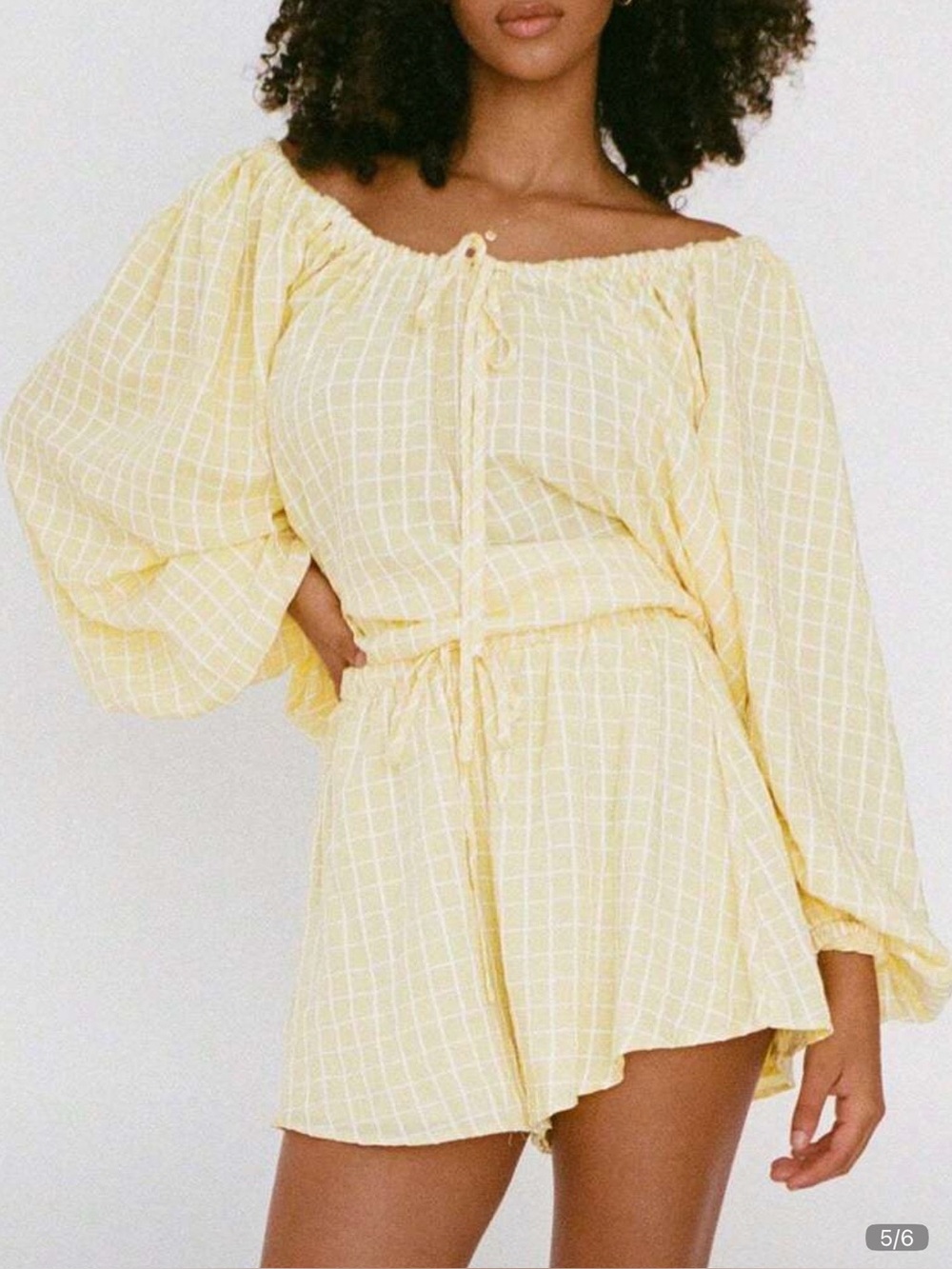 Yellow plaid set shorts and oversized top